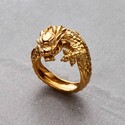 Кольцо Дракон серебро с позолотой