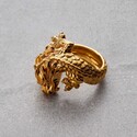 Кольцо Дракон серебро с позолотой