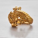 Кольцо Дракон серебро с позолотой