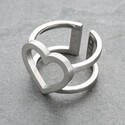 Кольцо широкое Сердце серебро