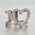 Кольцо широкое Сердце серебро