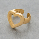 Кольцо Сердце серебро с позолотой